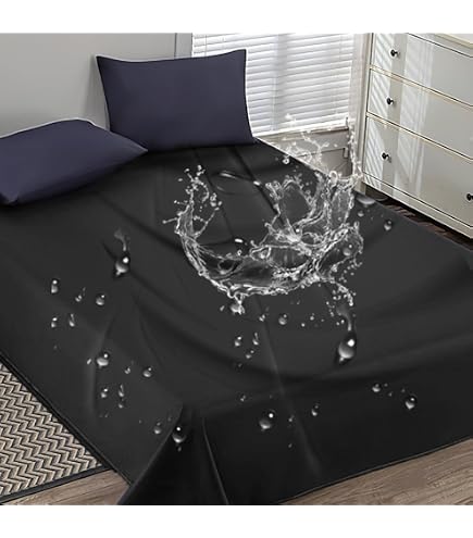 Drap Housse Imperméable En PVC - 200x220 Cm Noir - Protection Matelas Contre Taches, Eau, Huile - Pour Massage, Lit, Animaux, Voyage