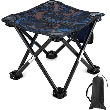 Tabouret Pliant Télescopique Portable - Hauteur Réglable 6,5-45 Cm, Capacité 180 Kg, Léger 0,9 Kg, Pour Camping, Pêche, Maison