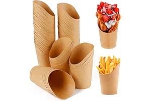 Sterneer Cajas Para Papas Fritas de Papel Kraft, 50Pcs 14oz Vasos de Cartón para Alimentos, Portavasos para Pasteles, Cartón Caramelo Contenedor,Para Fiestas, Postre Congelado, Pastel Para Hornear
