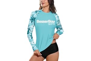 BesserBay Womens Long Sleeve Swimming Summer Sun Protection Quick Dry UV Rash Guard S-XXL