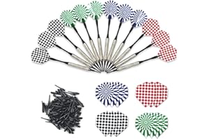 Taiihison Flechette Pointe Plastique,12 pcs Jeu de Fléchettes à Pointe Souple avec 100pcs Embouts Remplacement Sécurité Fléchettes électronique pour Cible de Flechette Electronique (14g) (Or)
