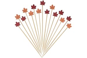 GTYARYUA Pic Cocktail Bois Pique, 100 PCS Bâtons Cocktail Pique Aperitif, Cure-Dents sur Le Thème de L'automne, Feuille D'érable Cure Dent Decoratif, pour Fruits Desserts Fournitures de Fête