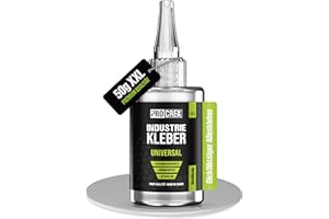 PROCREA® Sekundenkleber Gel (50g) "Universal" [mit Anti-Austrocknungs-Spitze] Extra starker, transparenter & dickflüssiger Alleskleber - Industriekleber für Plastik, Kunststoff, Glas, Holz, Metall