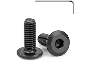 Tunejoy 20 Pezzi Viti a Testa Piatta M6 x 16 mm Nero Vite a Testa Esagonale Bulloni in Acciaio Inox A2 V2A Bulloni per Mobili con Chiavi a Esagono Filettatura Completa