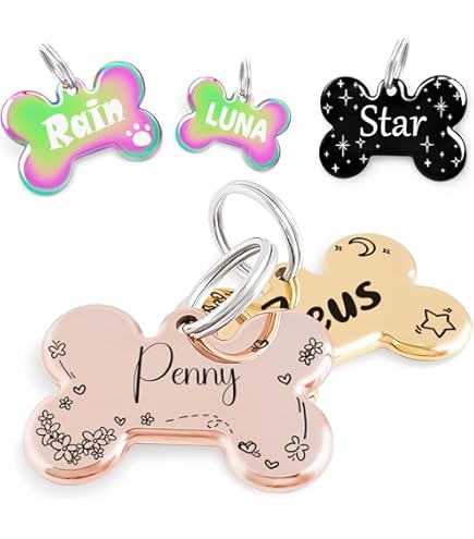 Medaglietta Cane My Family Personalizzata - Collezione Shine, Rosa Cuore Bianco, Incisione Gratis