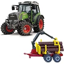 Maisto Valtra T254 Mini Working Machines – Tracteur Avec Remorque Basculante échelle 1/87 – Réplique Die-cast 3 Pouces