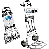 ATHLON TOOLS Schwerlast-Sackkarre klappbar 150 kg - Aluminium - Große Räder leichtgängig mit Soft-Laufflächen und Kugellager,