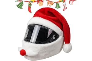 MAGGIDEA Santa Helmet Cover, Christmas Hat Motorcycle Helmet Cover Santa Claus, Santa Motorbike Helmet Cover, Funny Full Face Helmet Decoration, Soft Plush Holiday Riding Accessory For Christmas Parties