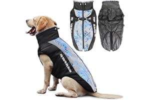 Idepet Cappotto per Cani Giacca Calda, Animali Domestici Riflettenti Sport all'Aria Aperta Abbigliamento per Cani Impermeabile Gilet per Cani di Taglia Media con Foro per Imbracatura