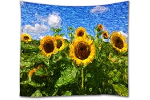 A.Monamour Tapices Girasoles De Vincent Van Gogh Pintura Al Óleo Impresión En Arte Tejido Tapiz Tapiz Mural De Pared Arte De La Pared Decoración De La Pared Para El Dormitorio Sala De Estar 153x203cm