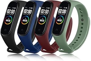 Tobfit 4 PCS Correas para Xiaomi Mi Band 4 / Xiaomi Mi Band 3 Mujer Hombre, Correa de Silicona, Pulseras de Repuesto Deportiva Ajustable para Xiaomi Mi Band 4 / Mi Band 3