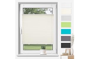 ‎TFSKY Plissee ohne Bohren Klemmfix Beige 45 x 110 cm, Plissees für Fenster und Tür, Easyfix Plisseerollo