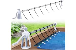 YUENFONG Mobiles Aufrollsystem Edelstahl für Solarplane, Poolplanen, Fahrbares verstellbar Aufroller, mit Rädern & Bänder, Witterungsbeständigem Material(1,05m-6,15m)