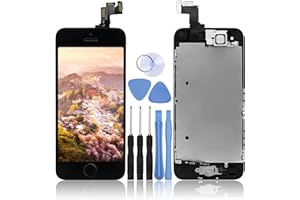 LL TRADER Touchscreen für iPhone 5S/SE Schwarz, Retina LCD Ersatz Display Reparaturset Digitizer Assembly Vormontiert mit Home Button, Hörmuschel, Frontkamera, Näherungssensor und Werkzeug