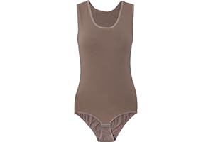 Evoni Damenbody l Damen Overall Bodysuit mit Rundhals l breite Träger l Verschluß-Haken l Unterzieh-Body mit optimaler Passform l sportlicher Damen-Body