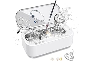 BUBBACARE Ultraschallreinigungsgerät Brille, 48KHz Brillenreinigungsgerät mit 2 Modi Einstellungen, Professioneller Ultraschallreiniger für Brillen, Ringe, Ohrringe, Halsketten- 304 Edelstahl Tank mit 350ml