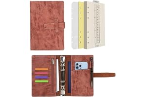 Wonderpool Segregator skórzany Journal 6 i notes z papierem w kropki wielokrotnego użytku Brązowy