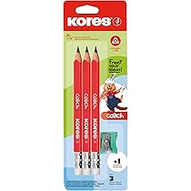 Kores - Coach Jumbo: Matita di Grafite con Mina HB e Gomma per Cancellare, con Forma Ergonomica Triangolare, Confezione da 12 Pezzi