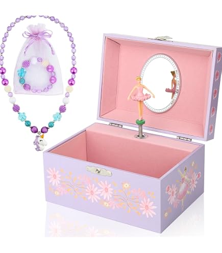 Figurine Rotative Et Miroir Pour Fille Boîte à Musique Licorne