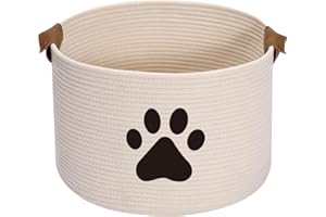 Morezi Canasta de almacenamiento de juguetes para mascotas, canasta de juguetes para perros, adecuada para almacenar juguetes para mascotas, ropa y comida, etc-Beige