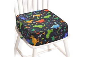 APEXXUS Sitzerhöhung Stuhl Kind, Waschbar Zerlegbar Tragbare Sitzerhöhung Kleinkinder Esszimmerstuhl ErhöHen Pad Esszimmer Boostersitze mit 2 Sicherheitsschnalle Gurte Kindersitzkissen (Schwarz)