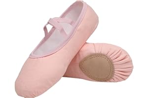 ACFODA Chaussures de Ballet Demi Pointe Toile Fille Femme Chaussures de Danse Doux Classique pour Pilates Gym Yoga Enfants Adulte