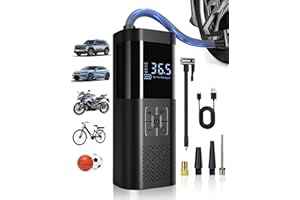 ‎SERVOMASTER SERVOMASTER Elektrische Luftpumpe, Tragbar Mini Kompressor mit Manometer, Elektrische Luftpumpe Akku 150PSI, Luftpumpe Fahrrad mit LED für Auto Motorrad Fahrrad Kugel