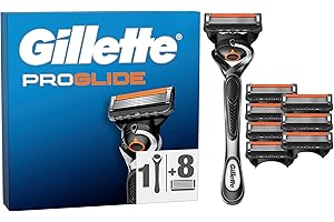 Gillette Proglide Maquinilla De Afeitar Hombre Con Recambios, 1 Mango Con Tecnología Flexball y 8 Cuchillas De Afeitar Con Doble Lubricación y Recortadora De Precisión