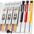 Nicpro 3 Pack Carpenter Pencil with Sharpener, Mechanical Carpenter Pencils with 39 Refills, Deep Hole Marker Construction Heavy Duty Woodworking Pencils for Architect (Red, Black, Yellow)- With Case