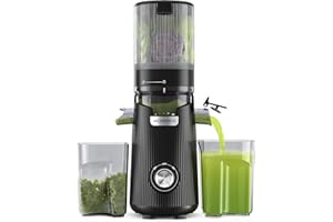 ‎ACOQOOS ACOQOOS Entsafter, Entsafter für Ganze Gemüse und Obst, 135 mm Breite und Größere Fütterungsröhre, 1,8 L Füllvolumen, Leicht zu Reinigender Slow Juicer mit 2 Gläsern, Elektrische Saftpresse Schwarz