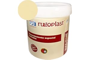 Rugoplast - Pintura revestimiento especial fachadas Rugo Stone Colores ideal para dar un toque de color a las paredes exteriores de tu casa, Duna, 4L
