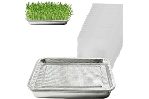 Set med 2 rostfria groddodlingsset med 100 odlingspapper, 27×20 cm krasseskål med sil av rostfritt stål, groddset för groddar