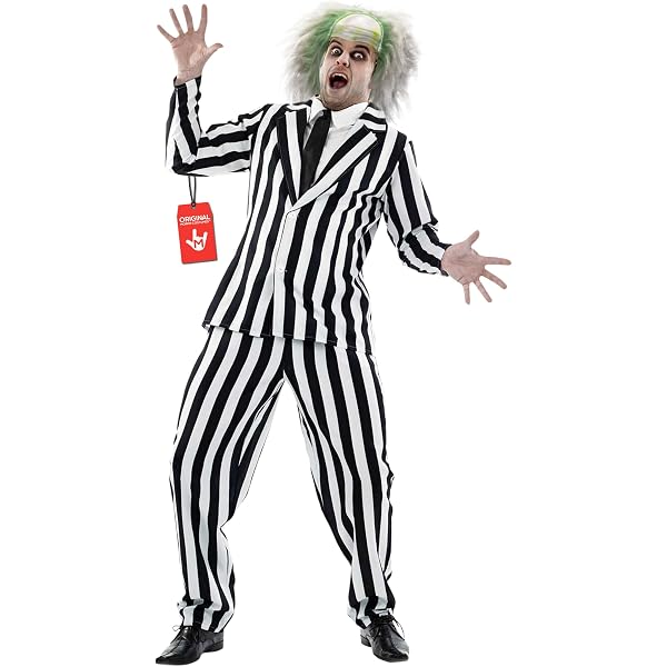 KIMOKAWAII Beetlejuice Streifen Kostüm Für Jungen – Größe M (7–9 Jahre)