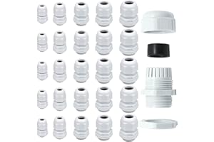 Sidereum 25 Pezzi Connettori Pressacavi Impermeabili Raccordi per Cavi Regolabili Nylon Pressacavi Elettrici in plastica con Guarnizioni PG7 PG9 PG11 PG13.5 PG16 per Casa, Illuminazione Esterni