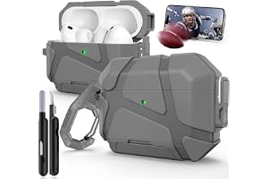 TNSNK för AirPods Pro 3 Fodral med Säkerhetslås, Gray | Säkert lås & praktiskt stativdesign, rengöringspenna och nyckelring i
