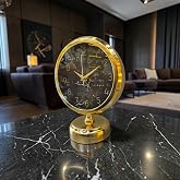 Sleepnova Gold Marble Altın Renk &Ccedil;er&ccedil;eveli Siyah Mermer Desenli Masa Saati