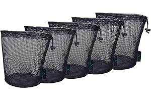 iBasingo Sac en Filet Noir Sac en Nylon Durable Avec Cordon de Serrage Petit Sac de Voyage Sac de Rangement en Mesh pour Les Cosmétiques Douche Gels Pot Balle de Tennis Outils 5 pcs/lot BVP03-L