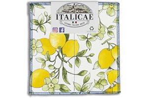 ITALICAE - spugne cucina MADE IN ITALY - spugnette piatti 3PZ fantasia limoni 20x20cm - Spugna piatti ecologica ultra assorbente. Spugne microfibra antigraffio adatte per ogni superficie