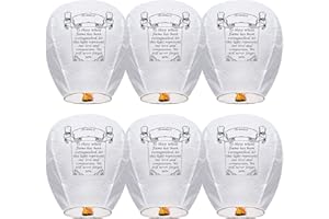 Douzi Chinese Sky Lanterns (6 Pack) 100% Biodegradable No Assembly Required - Beautiful Lantern for White for Weddings, Birthdays, Parties,Memorials and Much More