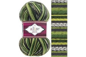 ROME YARN Sock Yarn by Alize 100 g, 420m Superwash Comfort Sock Wool 4ply 75% SW Wool - 25% Polyamide Hand Knitting Yarn Multicoloured (2696)