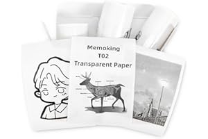 Memoking T02 Przezroczysty papier termiczny-20-letni klej 50 mm x 3.5 m do pisania tekstów fotograficznych Notatki studyjne i więcej, 3 rolki