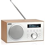 Radio DAB FM Bluetooth Legno con Lettore MP3 – August MB420 Stazione Plus Elettrica VHF Digitale RDS Hifi, doppia Sveglia, pe
