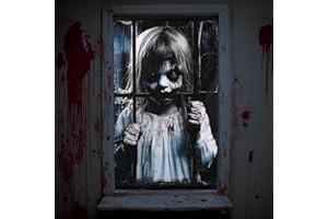 Kenvora Halloween Decorazioni Finestre - 80 x 120cm Halloween Decorazioni Horror Casa, Tende Spaventose Addobbi di Halloween per Interni ed Esterni, Finestra, Porta