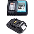 18V 1.5Ah Battery BL1815 BL1815N and Rapid Charger DC18RC with LED Replacement for Makita Job Site Radio DMR109 DMR108 RMB100 BMR107 DMR106 BMR100 196235-0 LXT Li-Ion Battery