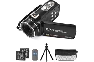 Andoer 2.7K Digital Video Camera Camcorder DV Recorder 48MP 16X Digital Zoom 3.0 Inch IPS Touch Panel Supports Face Detection Beauty Face Smile Capture Anti-shake with Remote Control Mini Tripod