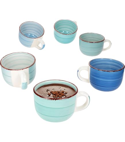 MamboCat Set Di 6 Tazze Da Cappuccino Blu Con Piattini, 200 Ml - 5
