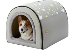 Jiupety Maison d'intérieur pour chien, lit portable pliable 2 en 1 avec housse, tente pour animaux de compagnie et lit grotte pour chiens de taille moyenne, XL (73,7 x 53,3 x 50,8 cm), jusqu'à 20 kg