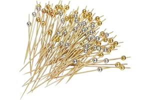 IME Cocktailspieße Holz Rührstäbchen Fingerfood-Spieße Holzspieße Partyspieße Cocktail Sticks Partypicker für Sandwich Grillgut Obst-Spieß Antipasti Pary 12CM 100 Stück