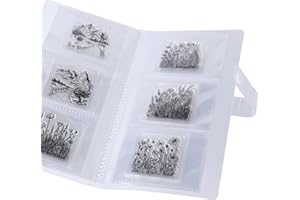 GLOBLELAND Clear Stamps Cutting Dies Storage Clear Stamps Collection Page Protectors Transparent Photo Album Scrapbooking for 2.2x2.2in/50x50mm Stamps Photos