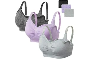 HBselect 3 Pack Women’s Nursing Bra Wireless Seamless Maternity Bra Breastfeeding Bras Bralette with Removable Bra Pads Extenders